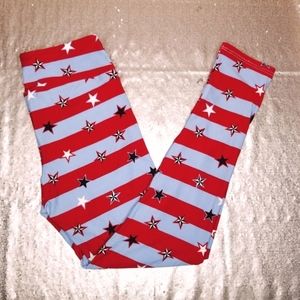 LuLaRoe BNWOT OS leggings - Americana stripes 🇺🇸